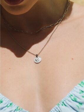 Twenty Compass Silver Butterfly Necklace